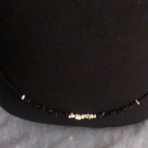 Black and white belly beaded necklace with stones